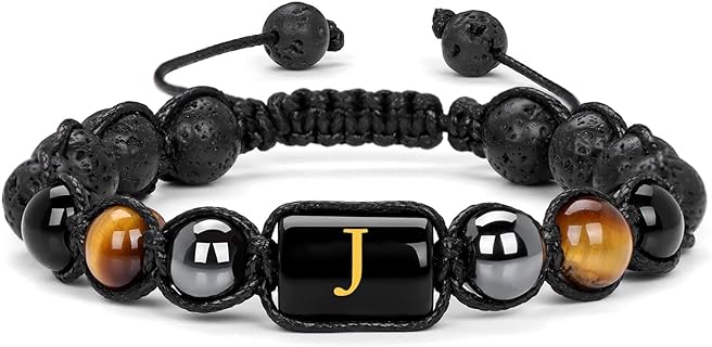 "No Clasp Type" Tiger Eye Bead Bracelet with Cord and Bead Chain for Men, Handcrafted Natural Crystal Hematite and Lava Rock Design Jewelry from China