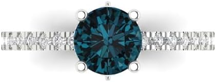 1.51 ct London Blue Topaz Round Cut Engagement Ring, 18K Rose Gold Solitaire with Accent Stones, Perfect for Brides, Promise Ring Design for Her