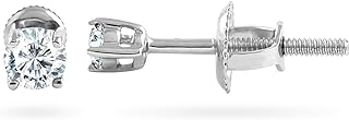 Eternaldia 0.10 Carat Natural Diamond Solitaire Stud Earrings in Solid White Gold with Secure Screw Back Design