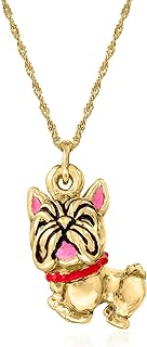 Ross-Simons Italian 18kt Gold Over Sterling French Bulldog Pendant Necklace With Multicolored Enamel
