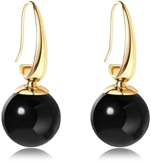 18mm Large Colored Balls Dangle 14K Gold Plated Hook Earrings for Women Big Pearl Colorful Beads Drop Round Earrings for Girls Gift