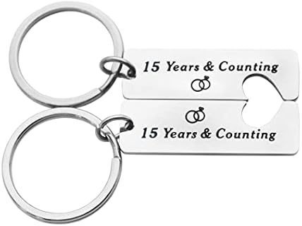 20th Wedding Anniversary Stainless Steel Keychain Set - Durable Couple's Gift with Engraved Year & Counting Design