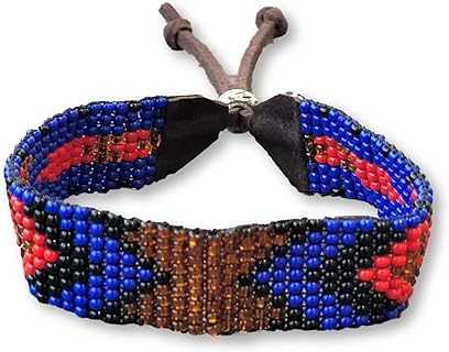 Handmade Bracelet, Stacking Bracelets, Beaded, Blue, Black, Gold, and Red, Multi color, Men, Women Leather, Shabby Chic, Boho Look, Casual,