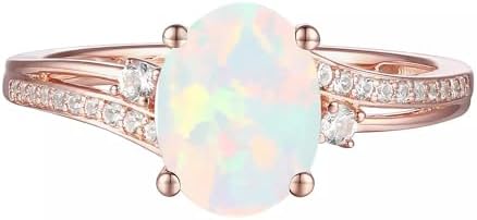 2 Carat Natural Oval Shap Opal Ring White Opal Engagement Ring Wedding Ring with Cubic Zircornia in S925 10K 14K 18K Gold Ring