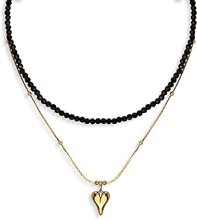 Jean Beau Choker Necklace for Women Girls, Cute Statement Layered Chain Pendant Valentine Fashion Jewelry Gift.