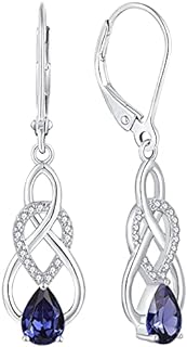 Lever Back Silver Tanzanite Earrings - YL Infinity Dangle Design Celtic Knot Earrings for Women, Sterling Silver