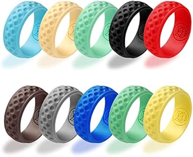 MAZEL Golf Ball Surface Design Breathable Silicone Ring for Golf Men & Women,Pack of 10