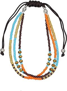 Adjustable Layered Bead Chain Pink Anklet for Women and Girls, Bohemian Style Beach Jewelry by YANCHUN