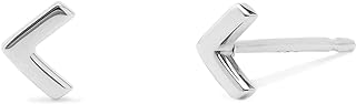 Boma Sterling Silver Chevron Stud Earrings with Push Back Style, Classy 'V' Design made in Thailand