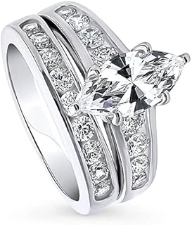 Marquise Engagement Ring with Cubic Zirconia for Women, Sterling Silver Solitaire Design
