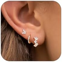 Hoop Earrings Set for Women, 14K Gold Plated Small Huggie Earrings for Multiple Piercing Hypoallergenic Trendy Jewelry, Dainty Cartilage Earrings for Women Girls Gifts 3 Pairs