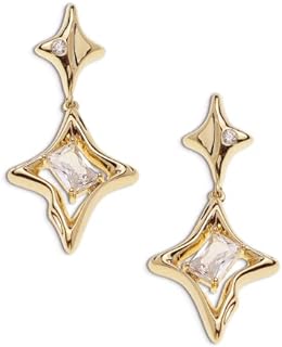 JeanBeau Gold Star Drop Dangle Earrings for Women - Trendy Sparkly Cubic Zirconia Unique Hypoallergenic Fashion Jewelry Gift