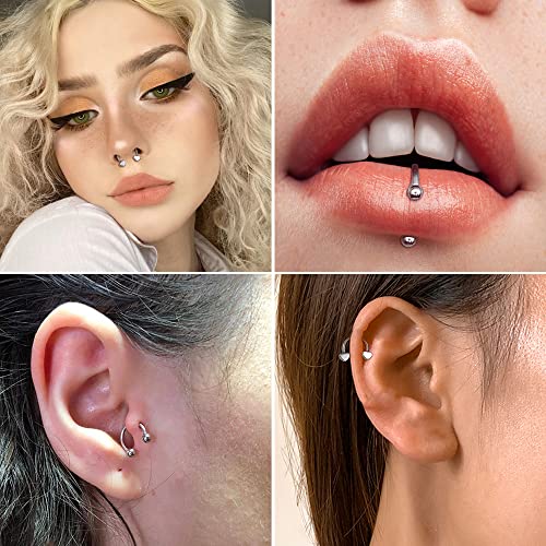 16g Septum Rings for Women Men, Implant Grade G23 Titanium Septum Ring, Internally Threaded Horseshoe Hoop Helix Daith Cartilage Tragus Earrings, Circular Barbell Piercing Jewelry for Eyebrow Lip Nipple Piercing Jewelry