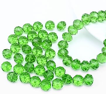 8mm 265Pcs Crystal Glass Beads, Glass Beads for Jewelry Making, Briolette Bead, Faceted Briollete Rondelle Crystal Glass Beads, Glass Beads Perfect for Making Bracelets, Christmas Jewelry