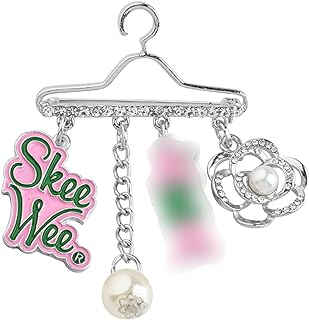 WSNANG Greek Paraphernalia Sorority Gifts Pink and Green Bead Bracelet Sorority Brooch Pin Gift Pink and Green Jewelry