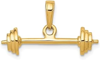 14k Yellow Gold Solid Polished 3 D Barbell Pendant Necklace Measures 24.1x9.5mm Jewelry for Women