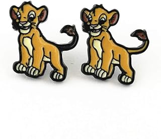 Nickel Metal Lion Stud Earrings with Push Back Design for Women and Girls - Anime Cartoon Cosplay Jewelry