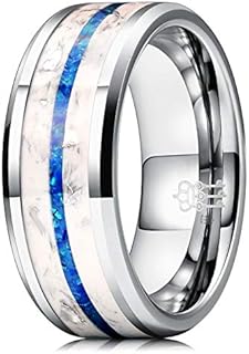 Glow-in-the-Dark Tungsten Wedding Ring for Men - THREE KEYS JEWELRY Unique Band for Him - Durable, Scratch-Proof Metal with Distinctive Design