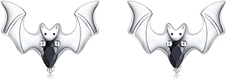 925 Sterling Silver Bat Earrings Halloween Earrings Gothic Stud Earrings for Girls Animal Earrings Hypoallergenic Bat Jewelry Gift for Women Halloween Christmas Birthday
