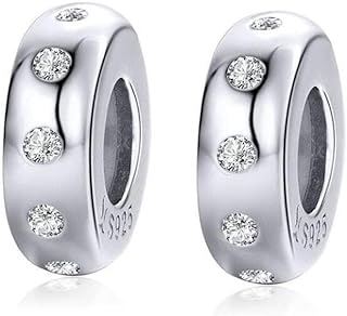 Charm Bracelet Spacer Beads Sterling Silver 2pcs Rubber Stopper Charm Spacer Beads for Pandora Charm Bracelet Beads (B 1171)