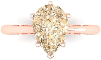 Clara Pucci 2.50 ct Pear Cut Solitaire Genuine Natural Morganite Engagement Wedding Bridal Promise Anniversary Ring 14k Rose Gold
