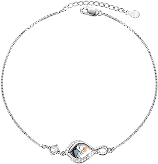 Buckle Clasp Faith Charm Bracelet - Cubic Zirconia Embellished - For Women and Girls - Sterling Silver Box Chain Design