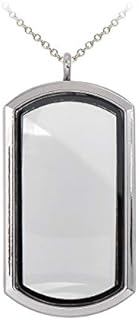 Magnetic Rectangle Glass Window Floating Locket Pendant Necklace