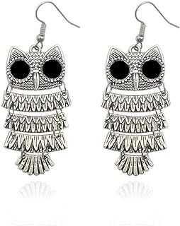 JeRy Fashion Vintage Style Big Black Eyes Owl Stud Earrings Multi-Layered Retro Exaggerated Earrings for Women