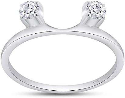 Savearth Diamonds 14K Rose Gold Plated Enhancer Guard for Engagement Rings with Lab Created Moissanite Diamonds, Size 4