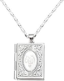 Picture Locket Necklace for Women Men Mini Photo Locket Necklace for Husband Wife In Memory Necklace With Picture Pendant Necklace for Girlfriend Boyfriend Book Lovers Gift Necklaces