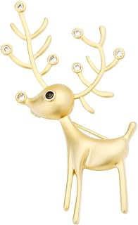 Sparkling Rhinestone Adorned Sika Deer Brooch, Gold Plated Copper Vintage Pin, Exquisite Nature Inspired Design, Large Size, Perfect Gift for Women and Girls