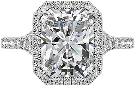 Lalit Gems 4 CT Radiant Colorless Moissanite Engagement Ring for Women/Her, Wedding Bridal Ring Set Sterling Silver Solid Gold Diamond Solitaire 4-Prong Set Ring
