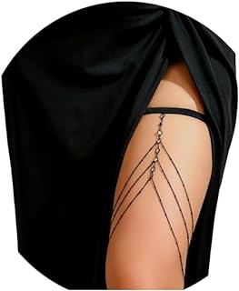 Black Crystal-Laced Body Chain with Alloy Elements for Women - Heart-Shaped Rhinestone Design