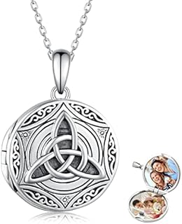 Celtic/Rose/Tree of Life/Lotus/Moonstone Celtic/Heart Locket Necklace 925 Sterling Silver Jewelry Gift for Women Girl