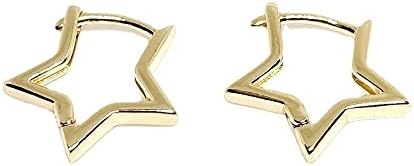 Small Star Huggie Hypoallergenic Hoop Earrings for Women and Girls - 18K Gold or Platinum Plated Zinc - Cute, Dainty Studs Design for Daily Wear and Special Occasions