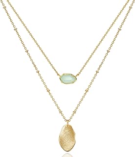 OZEL JEWELRY & GIFT Layered Gold Necklaces for Women - Crystal Colorful Delicate Cutting Pendant Necklace - 18K Gold Plated - Birthday Gifts (Made in Korea)
