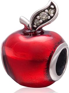 Authentic 925 Sterling Silver Snow White's Apple Charm Bracelet with Cubic Zirconia Gems for Jewelry Lovers, European Style Design
