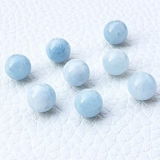 6mm Aquamarine Chalcedony Beads for Jewelry Making Natural Gemstone Round Loose Stone Spacer Beads Supplies Accessories for Bracelet Necklace with Cord Jewelry Bag Red Box - 130Pcs