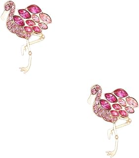 SaiDian 2Pcs Crystal Rhinestone Flamingo Brooch Pin Pink Bird Enamel Collar Lapel Corsage Badge For Women