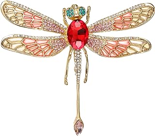BriLove Rhinestone Dragonfly Brooch Pin for Women Girls Insect Themed Animal Brooches