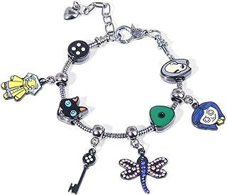 Halloween Charm Bracelet with Zircon Gemstone and Zinc Alloy Steel Chain for Women and Men, Coraline Key Design