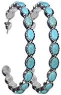 Bohemian Turquoise Hoop Earrings with Hinged Back in Alloy Metal for Fashion-Forward Women - Strike a Statement