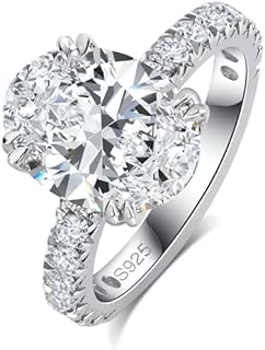 2/3/5CT Moissanite Oval Cut Engagement Ring Solitaire D Color VVS1 14K White Gold Plated 925 Sterling Silver Double Claw Anniversary Wedding Rings for Women