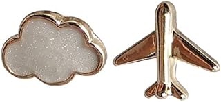 coadipress Tiny Airplane Cloud Stud Earrings for Women Teen Girls Cute Gold Plated Asymmetric Mismatch Hypoallergenic Earrings Jewelry Kids Gifts