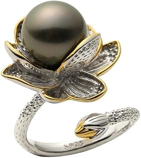 Tahitian Black Pearl Rings Jewelry For Women Fashion Christmas Gifts Wife Mom Girlfriend, Anniversary Birthday Fine Jewelry Gifts for Her NO33236