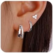 Women's Small Hoop Earring Set Featuring 14K Gold Plated & Hypoallergenic 925 Sterling Silver with Diamond Accent - Ideal for Multiple Piercings