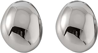 Minimalist Oval Disc Chunky Big Drop Stud Earrings for Women Girls Stainless Steel 14K Gold Plated Exaggerate Button Large Huggie Studs Earring Hypoallergenic Fashion Trendy Jewelry Gifts Her