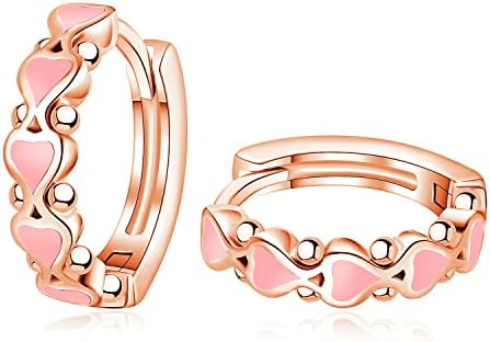 CiNily Heart Rainbow Enamel Small Hoop Earrings/Opal Sutd Earrings for Women Girls Sterling Silver Plated Cute Jewelry Gift