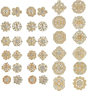 36 Pieces Crystal Rhinestone Flower Brooches for DIY Craft Party