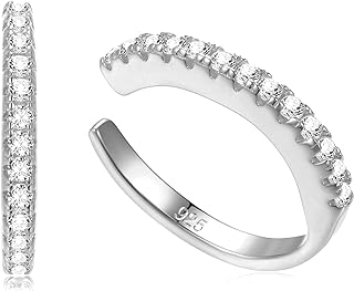 Cubic Zirconia Studded Conch Cuff Earring in Gold-Plated Sterling Silver for Edgy Fashionistas - Adjustable & Versatile Design